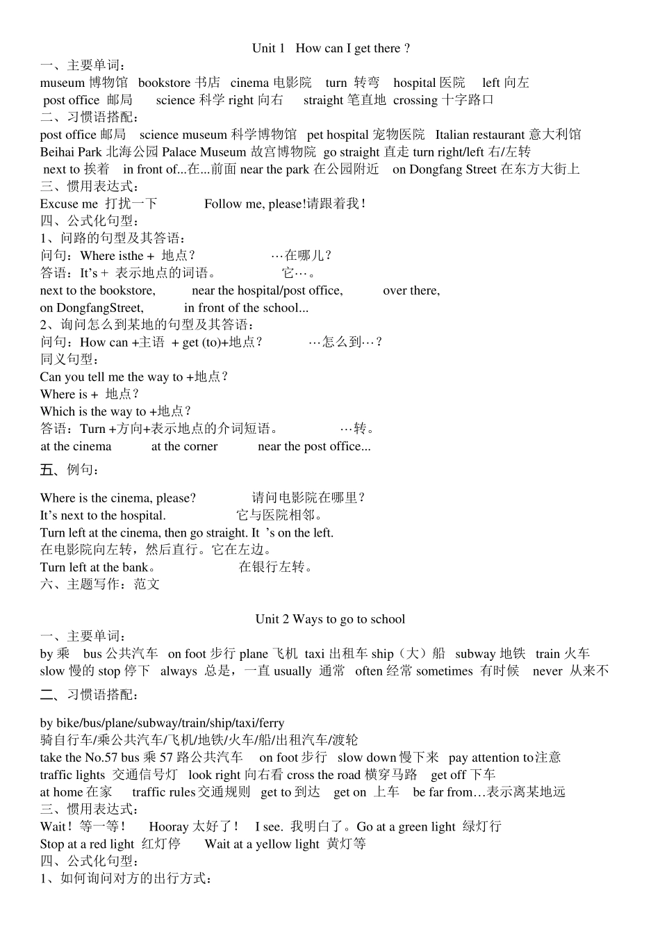 人教版小学英语六年级上册知识点_第1页