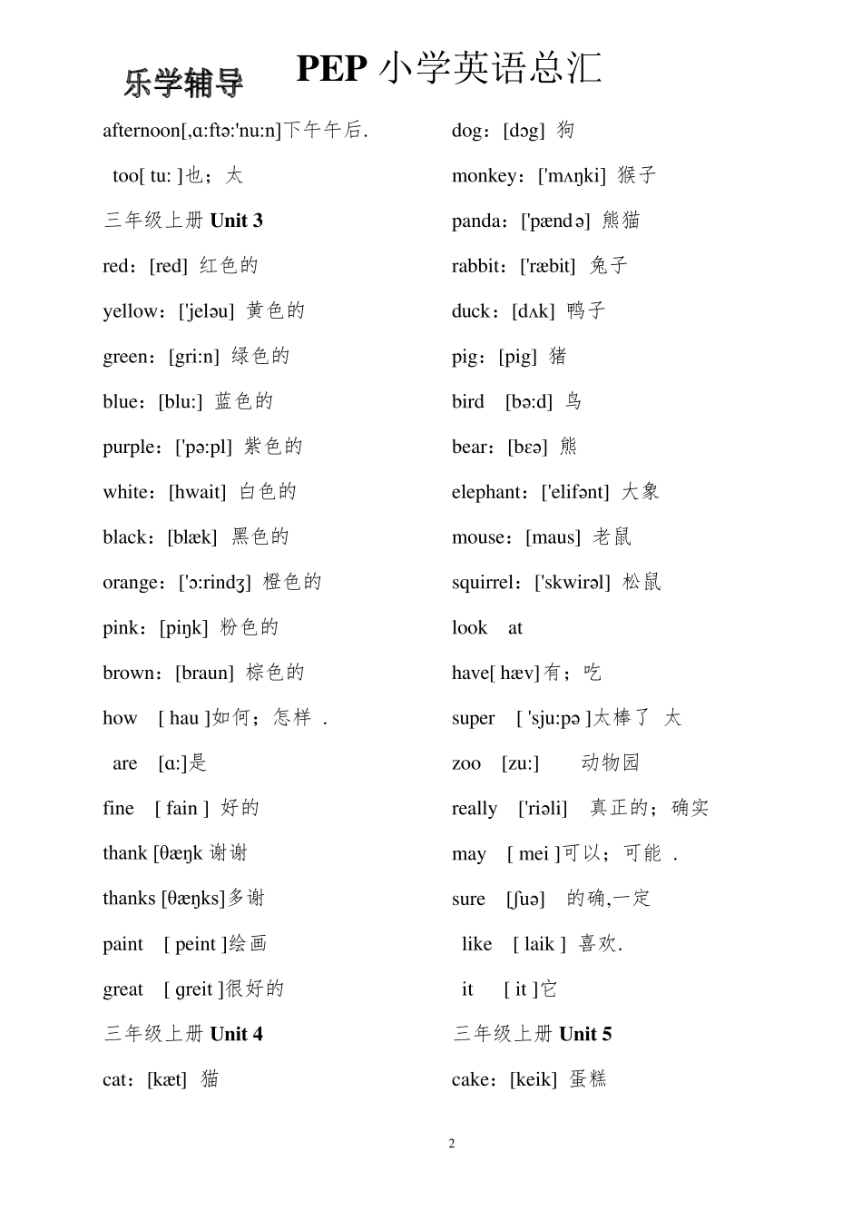人教版小学英语单词(带音标)_第2页