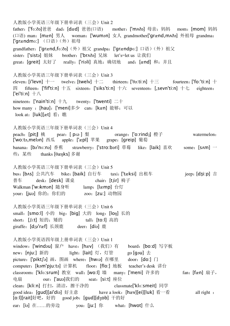 人教版小学英语单词汇总(带音标)12页_第2页