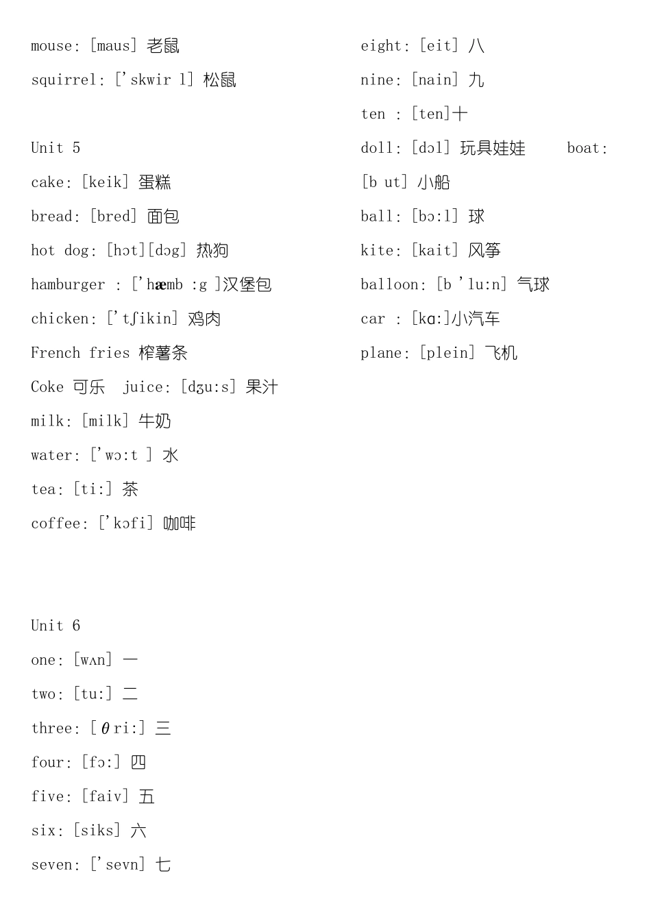 人教版小学英语单词表三年级至六年级A4纸张打印_第2页