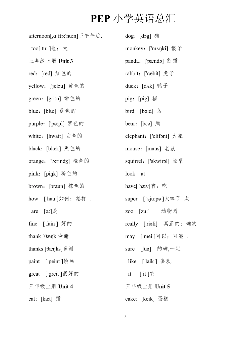 人教版小学英语单词表_第2页