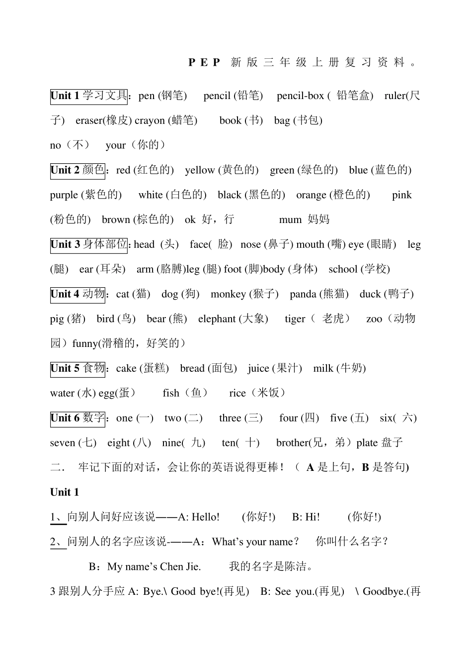 人教版小学英语各级知识点总结_第1页