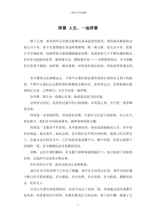 萍聚-人生-一场萍聚