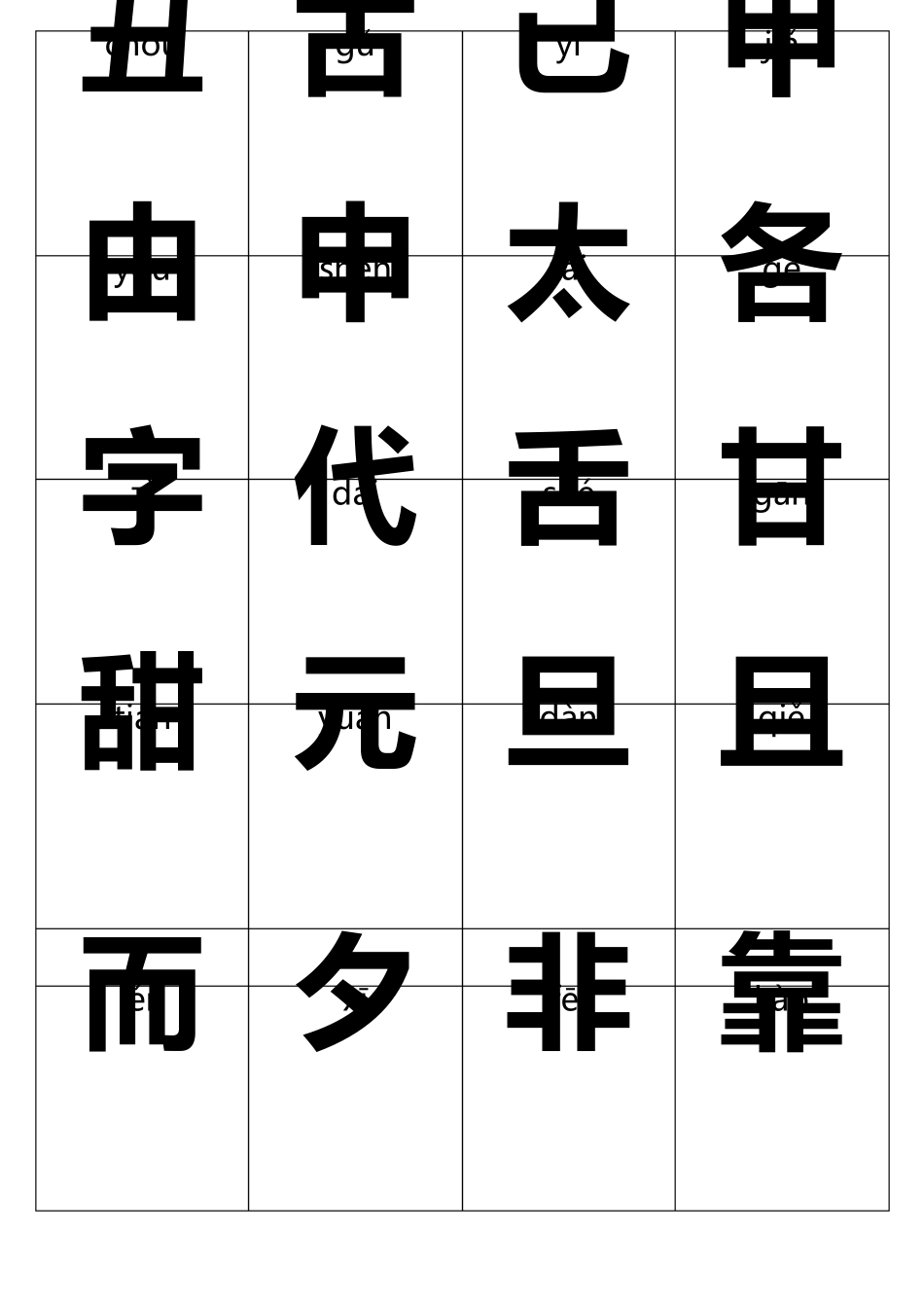 人教版小学语文一年级下册生字卡片(带拼音)_第2页