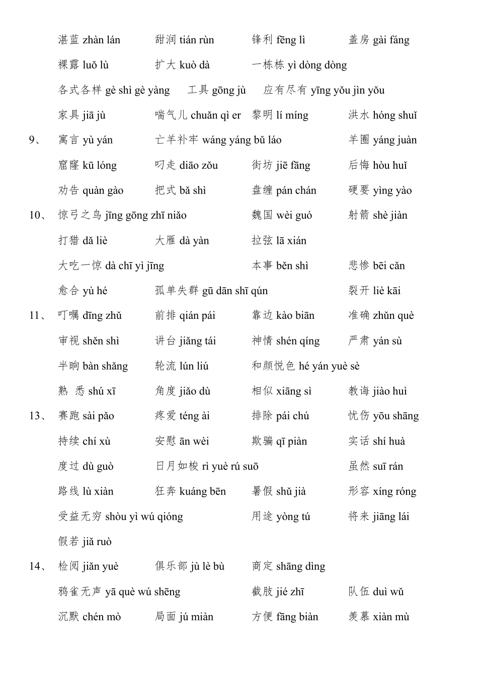 人教版小学语文三年级下册词语表(带拼音)_第2页