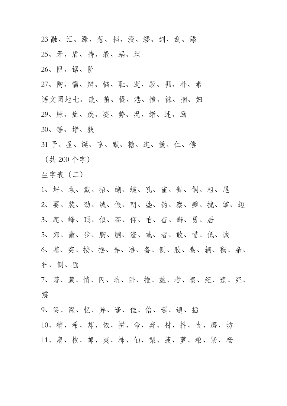 人教版小学语文三年级生字表_第2页