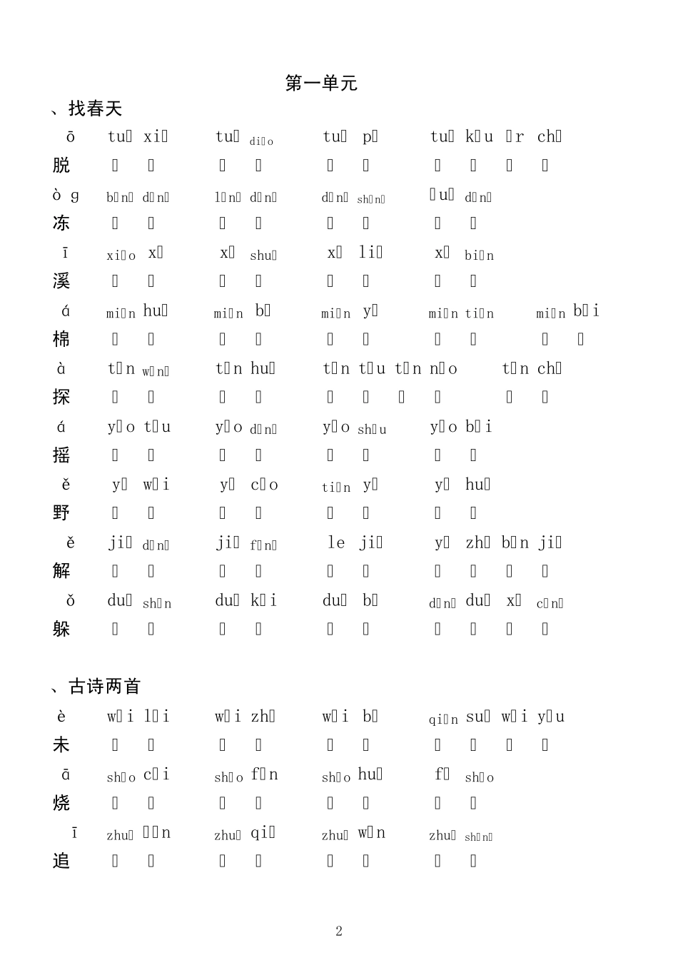 人教版小学语文四册“我会认”生字组词_第2页