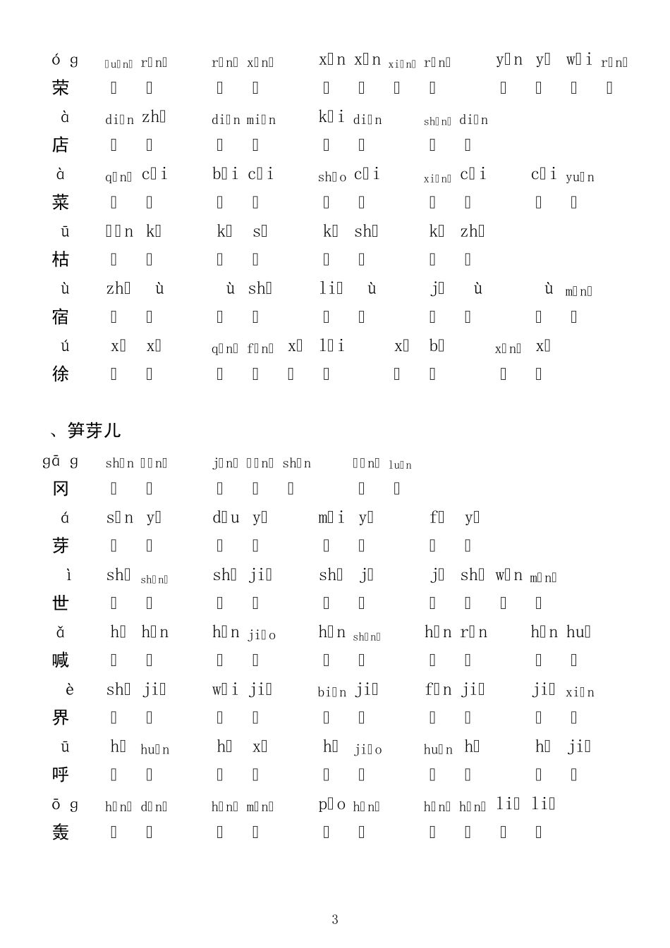 人教版小学语文四册“我会认”生字组词_第3页