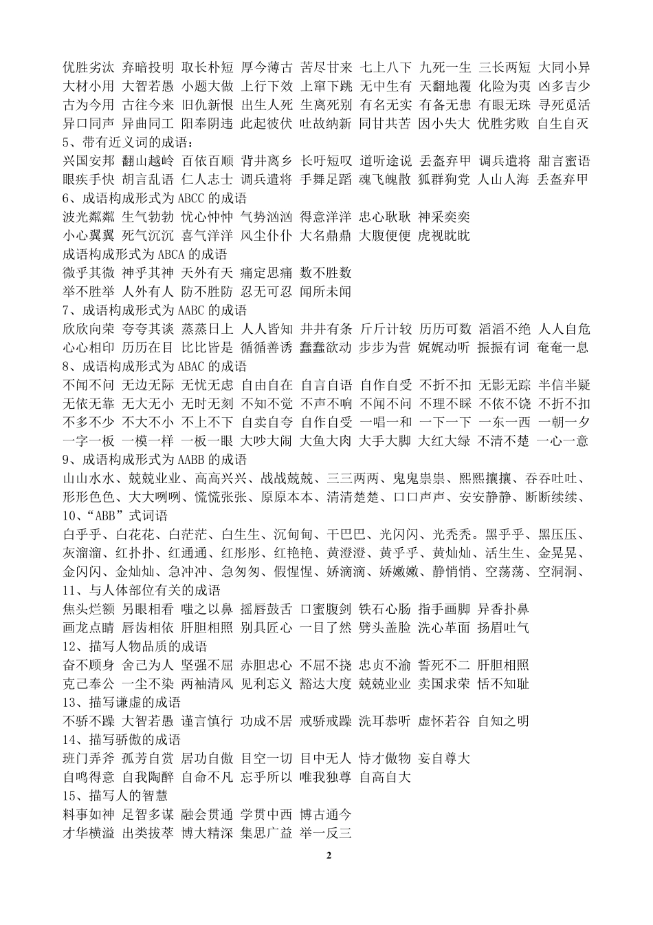 人教版小学语文四年级词语积累大全_第2页