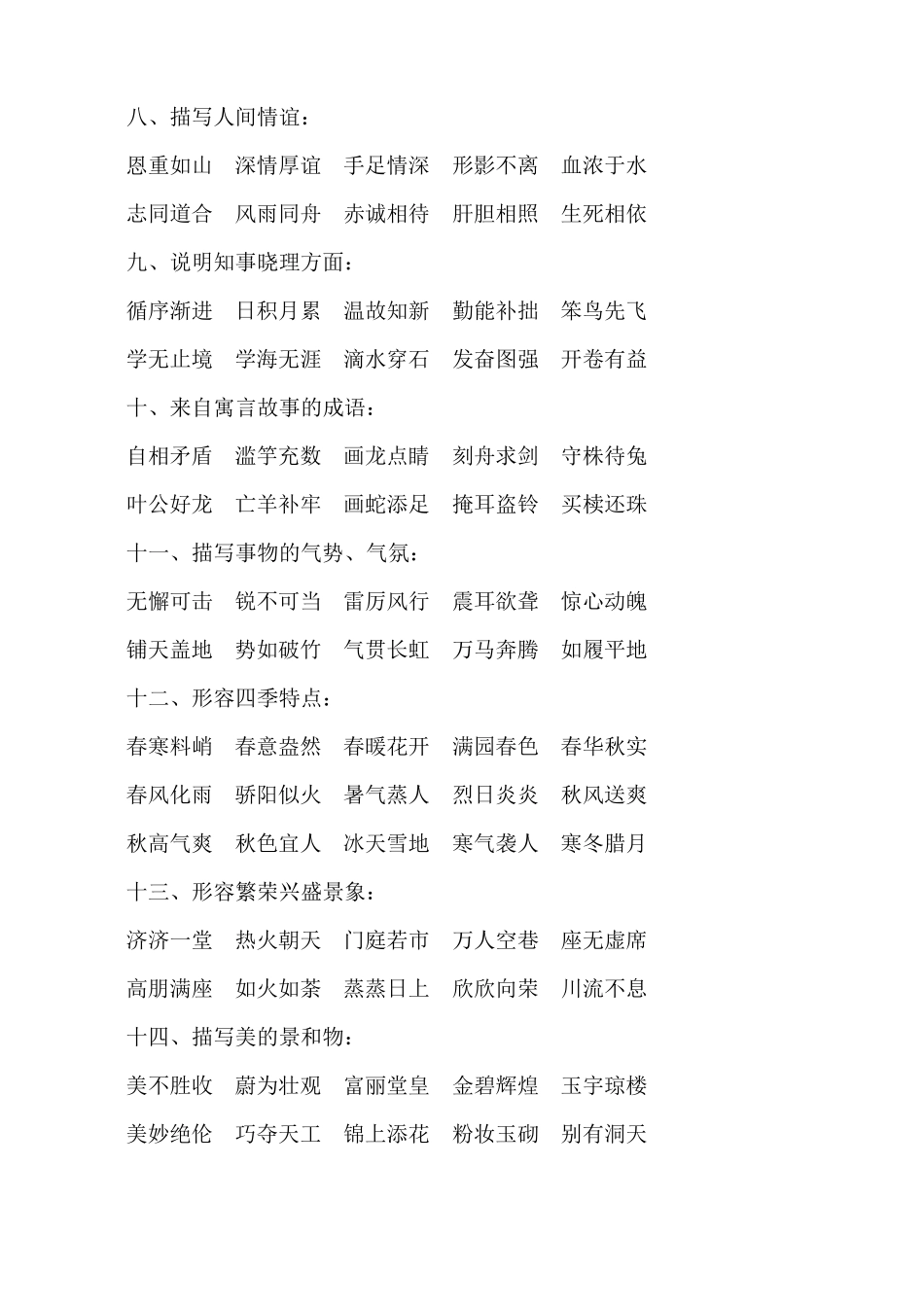 人教版小学语文成语归类大全_第2页