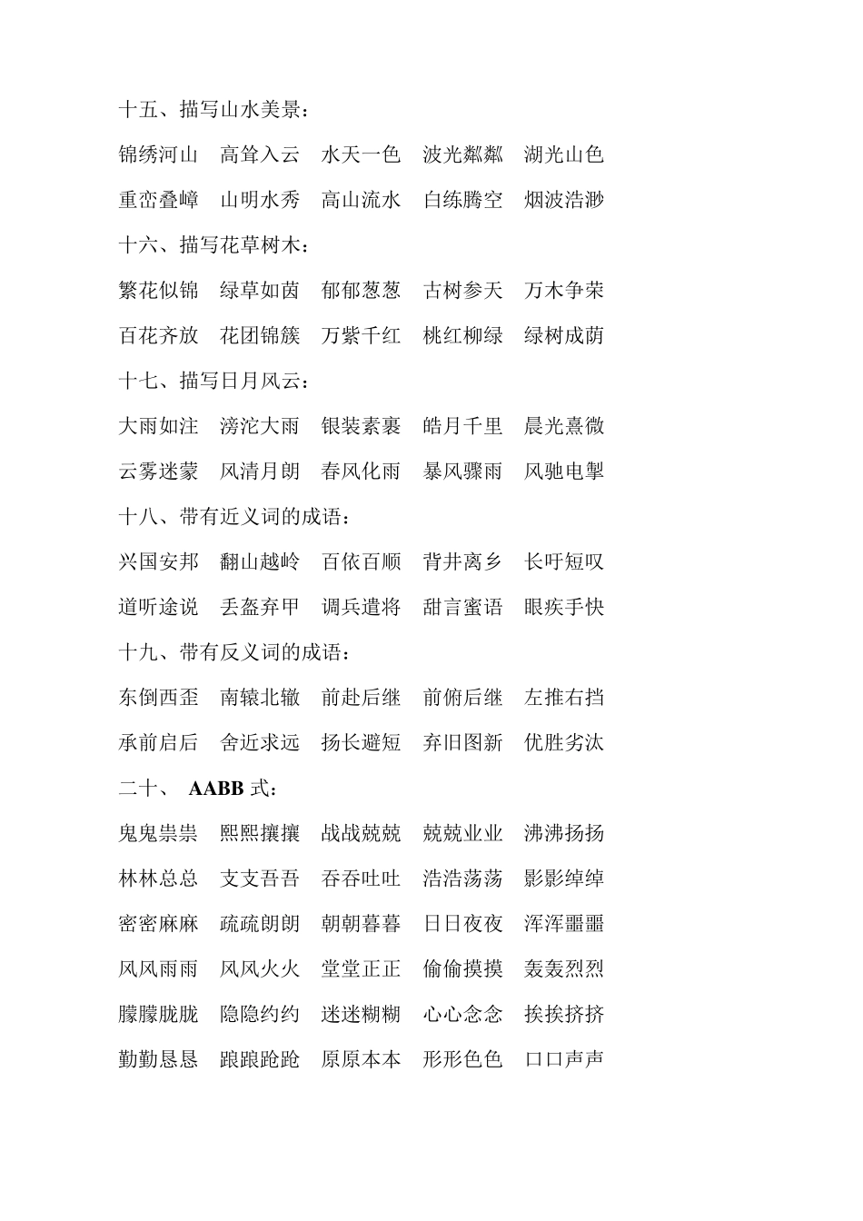 人教版小学语文成语归类大全_第3页