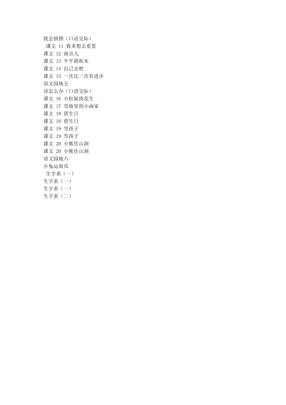 人教版小学语文目录(16年级)_第2页