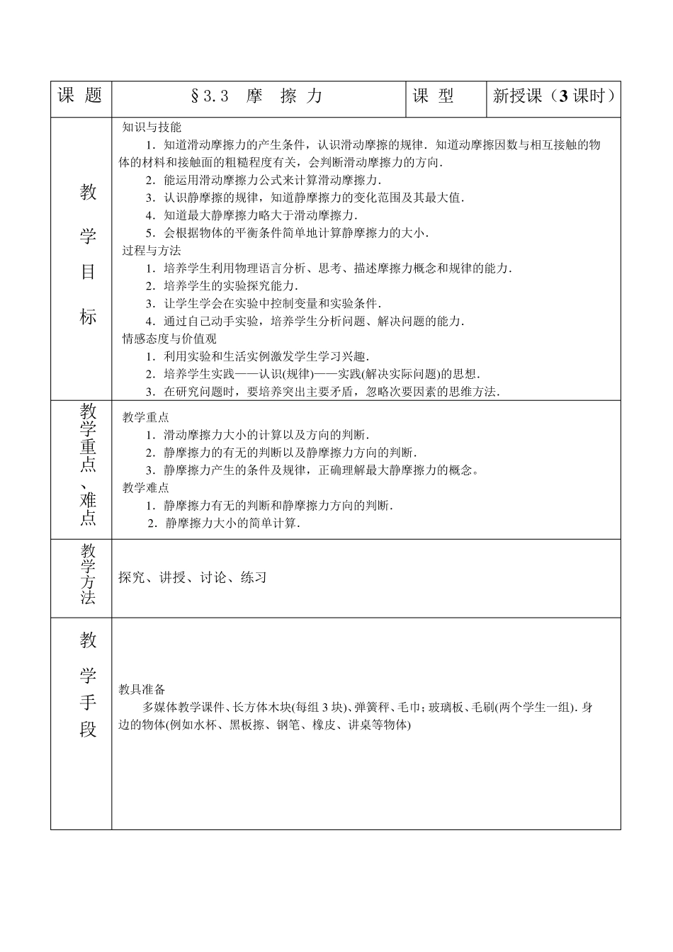 人教版必修一摩擦力教案_第2页