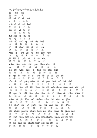 人教版所有小学生生字生词表13年级