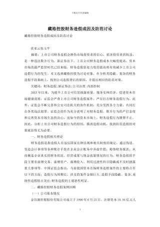 藏格控股财务造假成因及防范研究