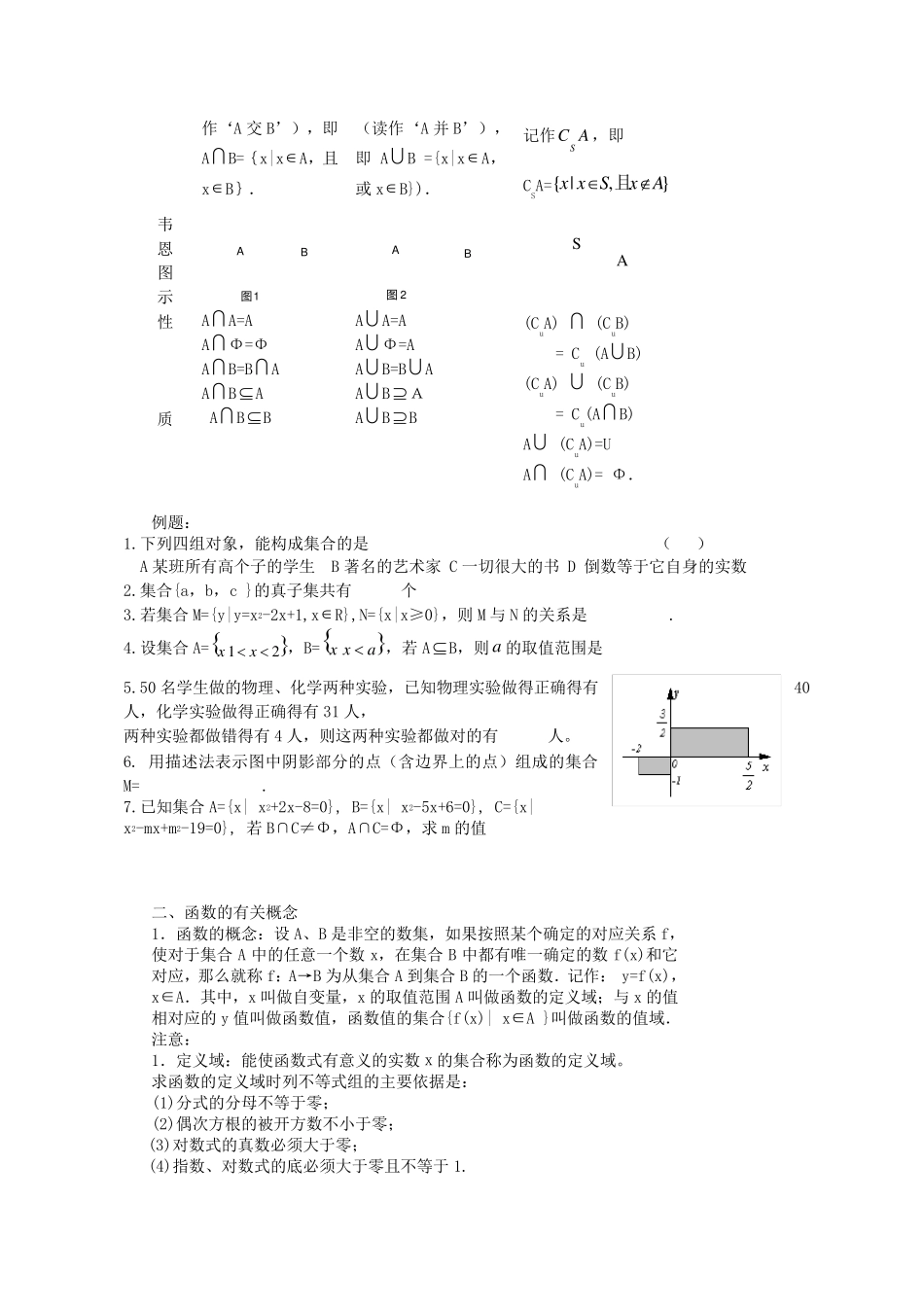 人教版数学必修1知识点总结及典型例题解析_第2页