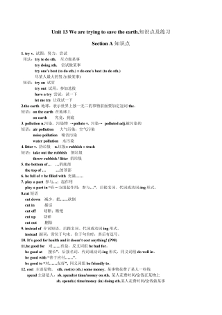 人教版新目标九年级英语Unit13知识点及练习