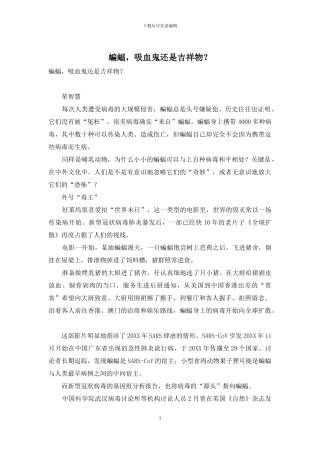 蝙蝠-吸血鬼还是吉祥物？