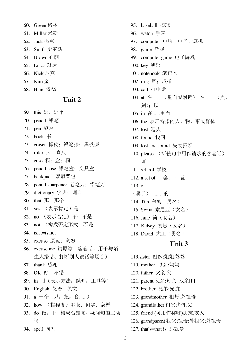 人教版新目标英语词汇分单元总表_第2页