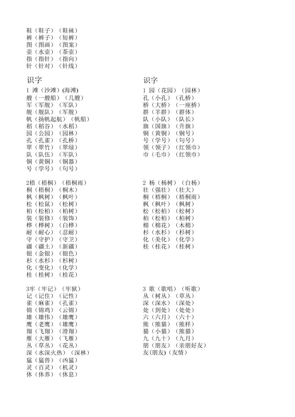 人教版新编二年级语文上册全册生字组词_第2页