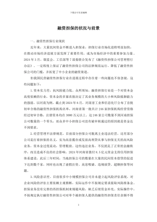 融资担保的状况与前景