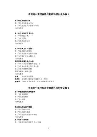 人教版新课标高中化学目录各册大全