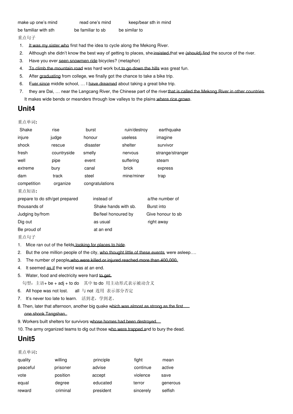 人教版新课标高中英语必修12重点词汇,短语,句型_第3页