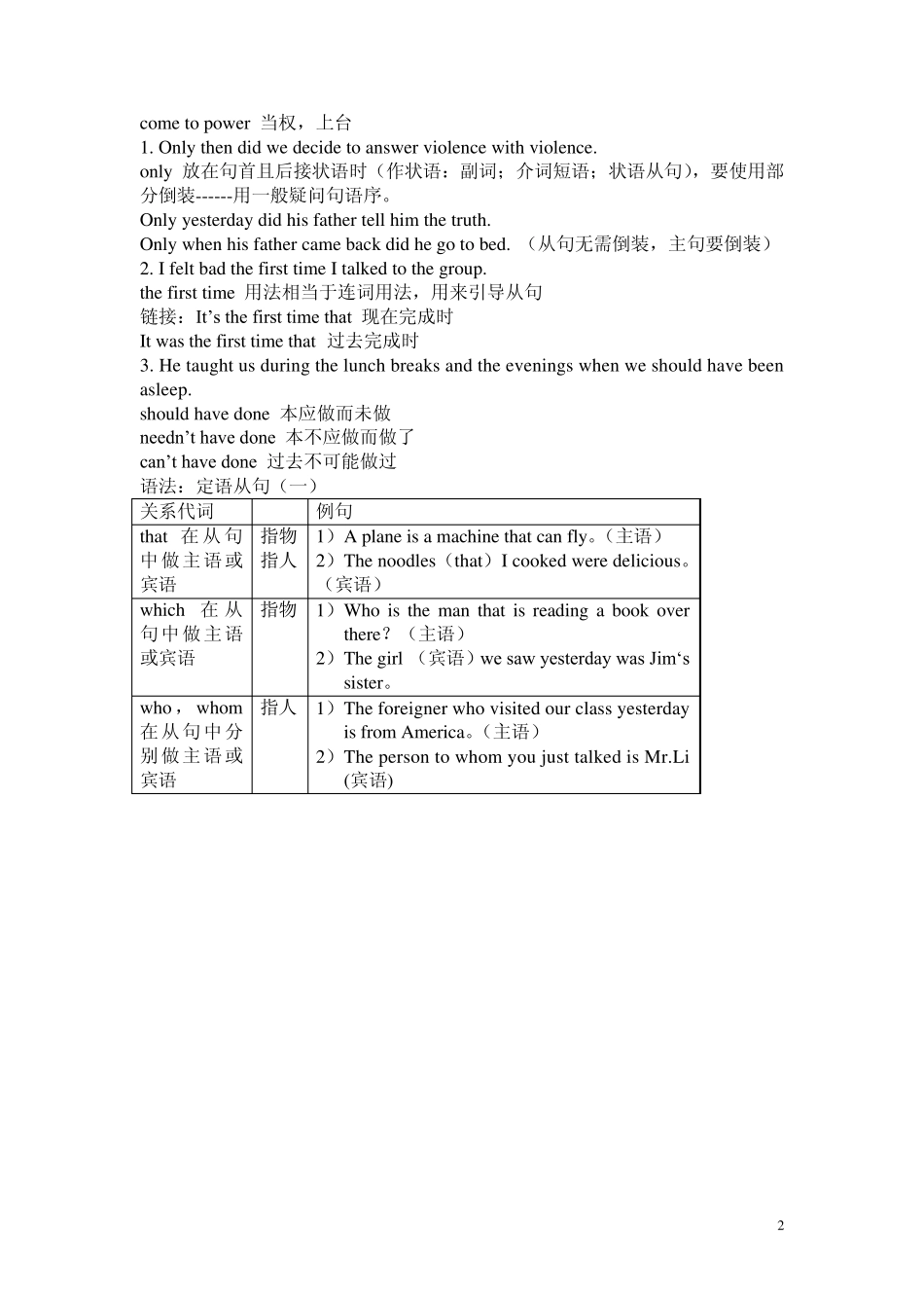 人教版新课标高中英语必修2重点词汇,短语,句子复习_第2页