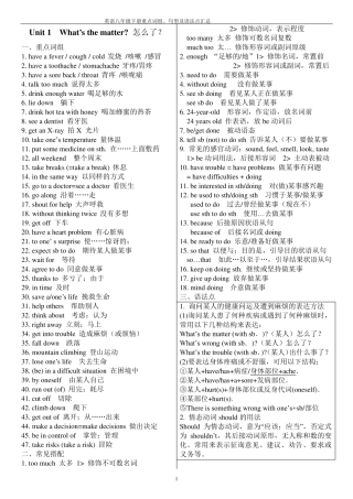 人教版英语八年级下册重点词组、句型及语法点汇总