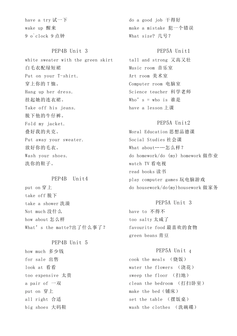 人教版英语小学三到六年级词组_第3页