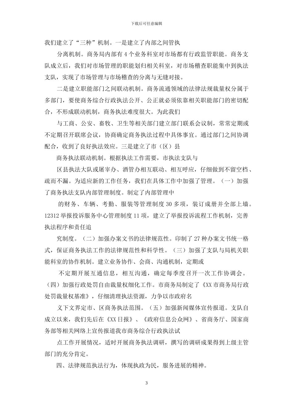行政执法大队是干嘛的-商务综合行政执法支队工作汇报材料_第3页