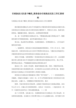 行政执法大队是干嘛的-商务综合行政执法支队工作汇报材料