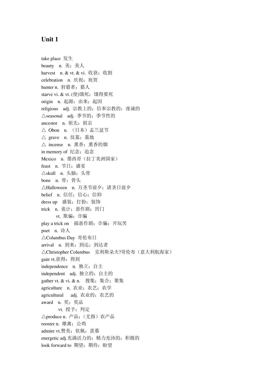 人教版英语必修三单词表_第1页