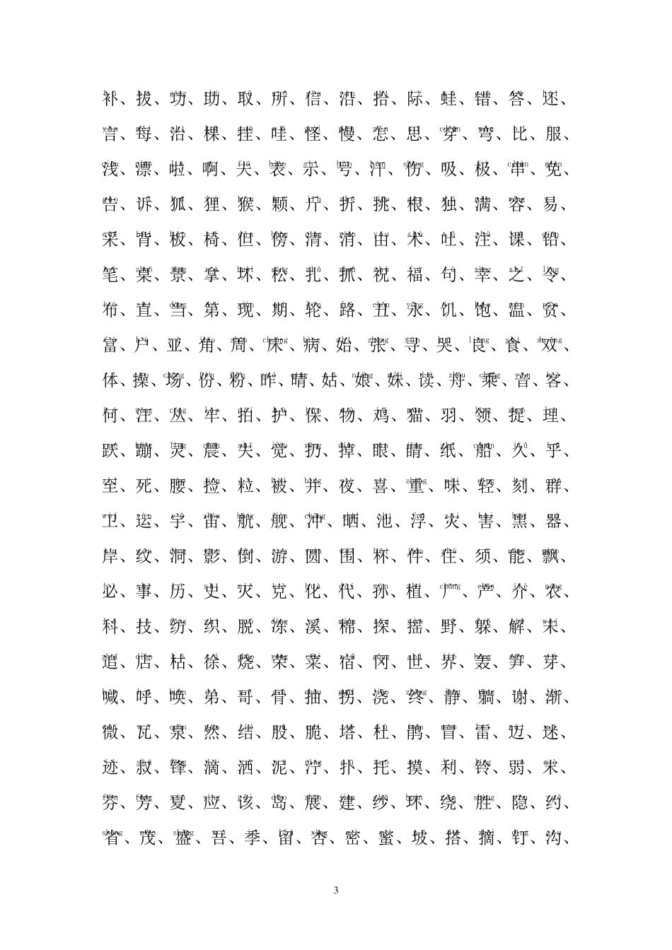 人教版语文一到六年级生字表_第3页