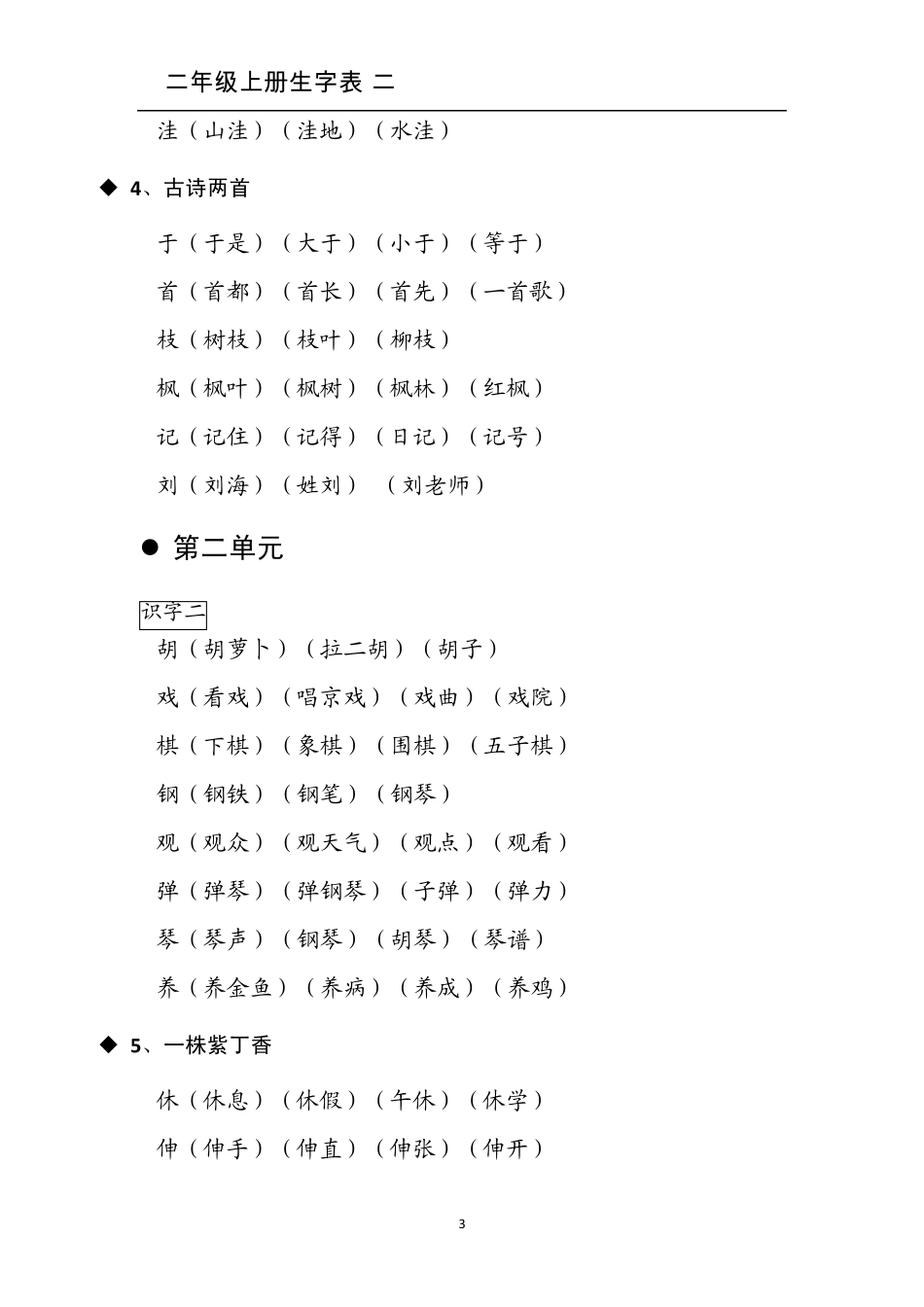 人教版语文二年级上册生字表二生字组词_已整理_第3页