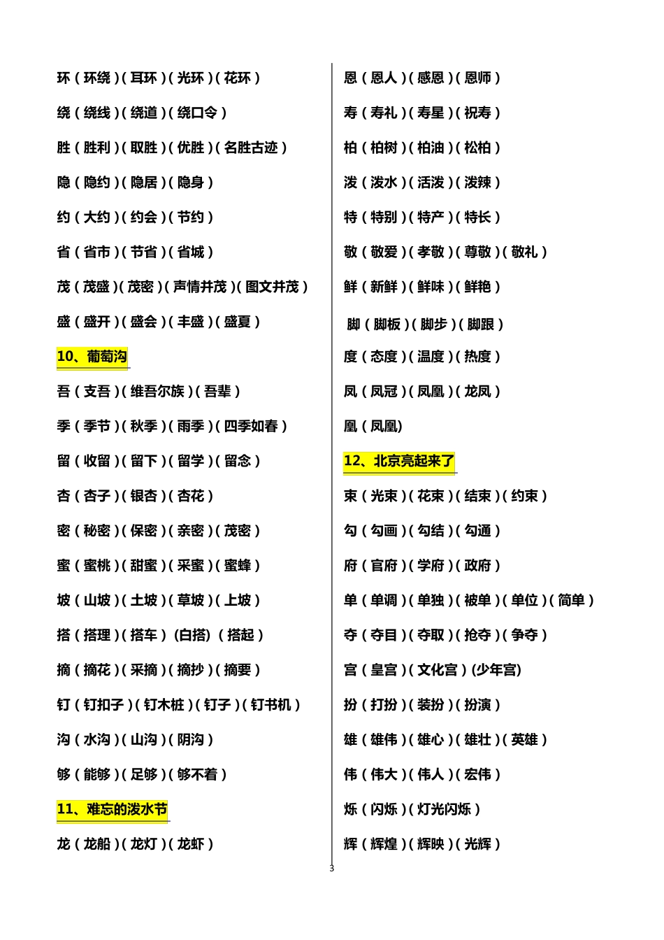 人教版语文二年级下册生字组词_第3页