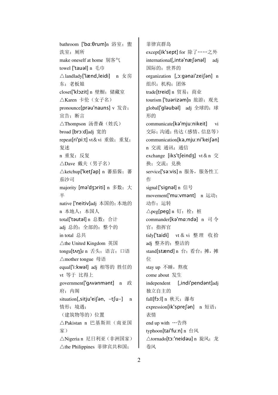 人教版非新课标高中英语词汇表(附带音标)_第2页