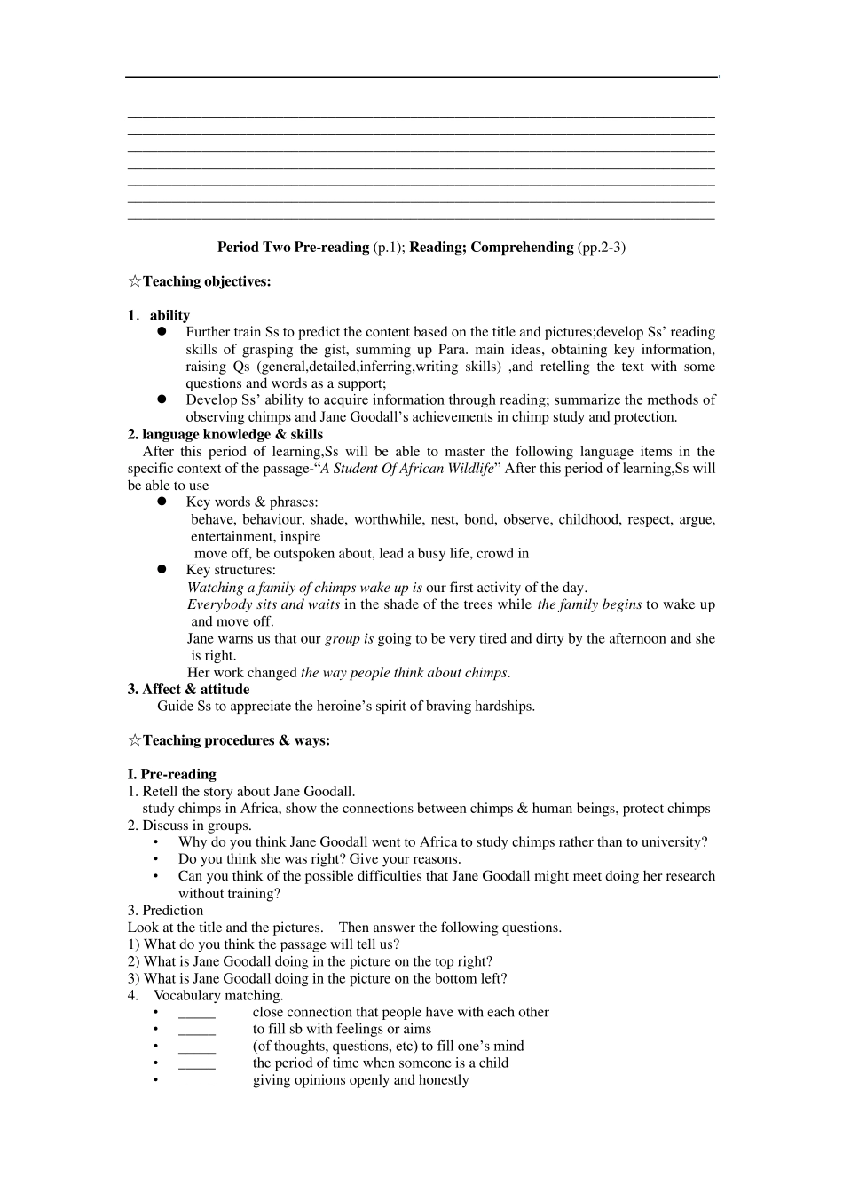 人教版高一英语必修4Unit1Womenofachievement全单元教案_第3页