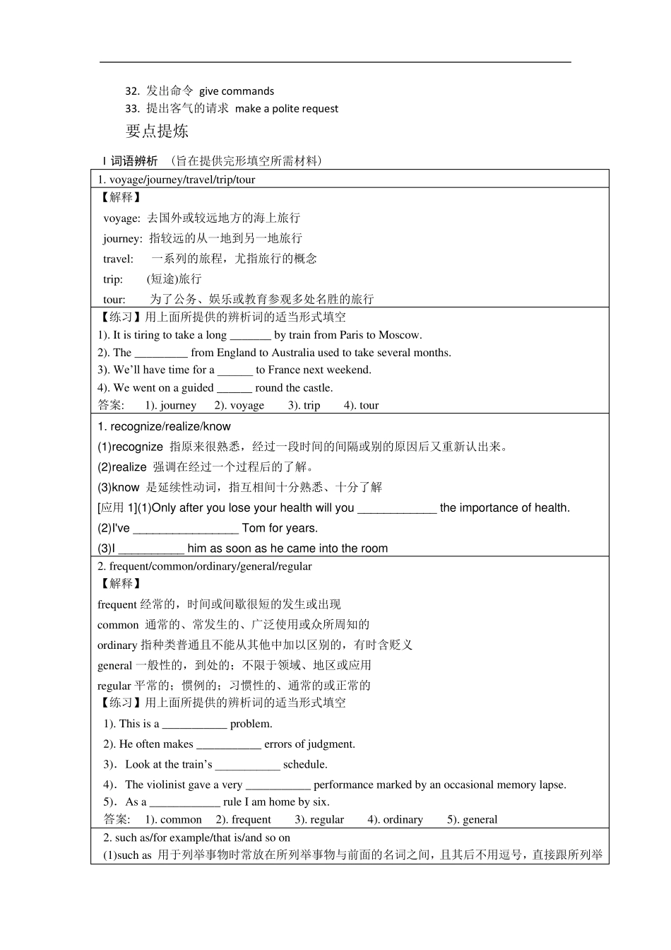 人教版高一英语必修一Unit2知识梳理、重点词汇解析及单元自测1_第2页