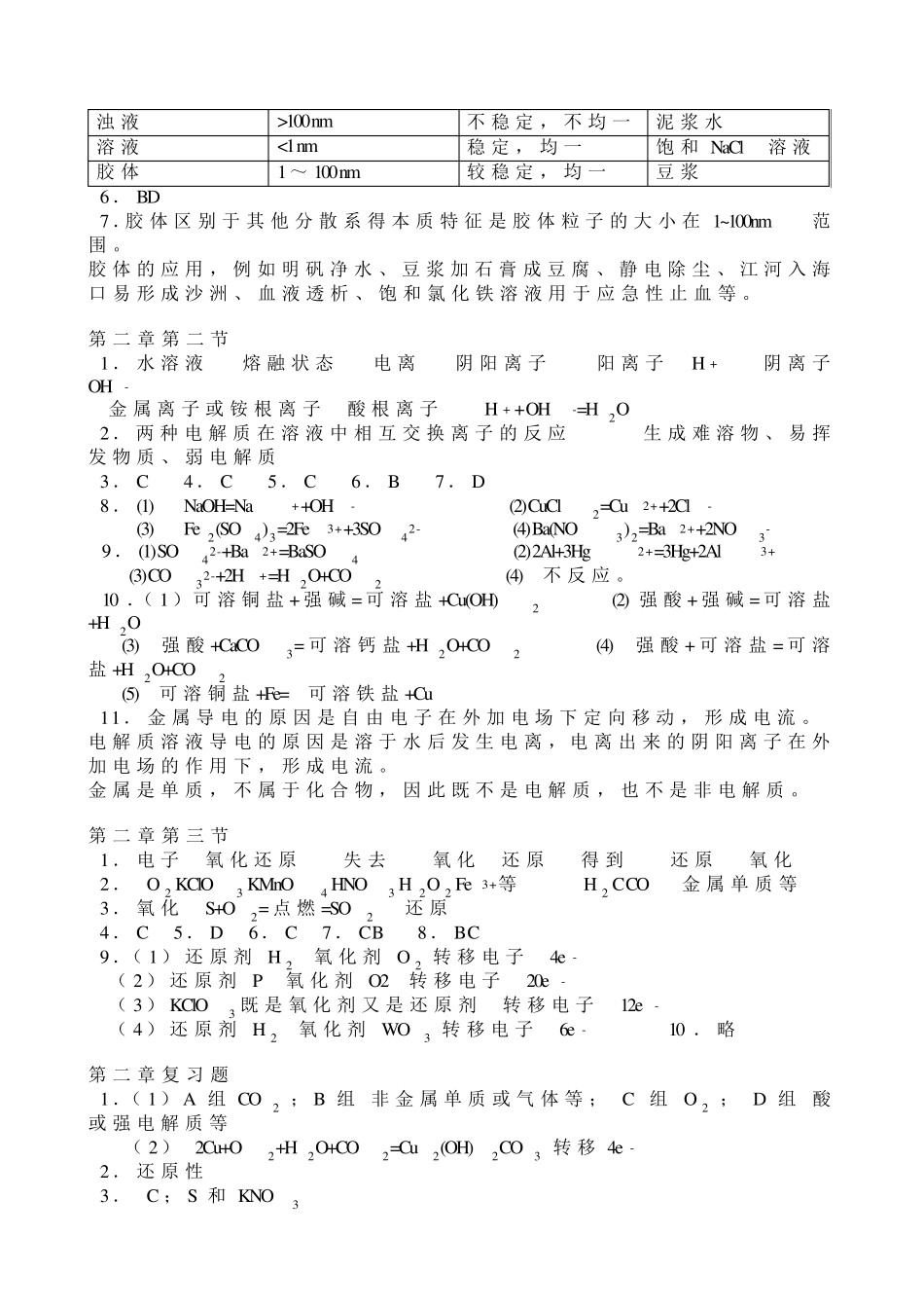 人教版高中化学必修一课后习题答案_第2页