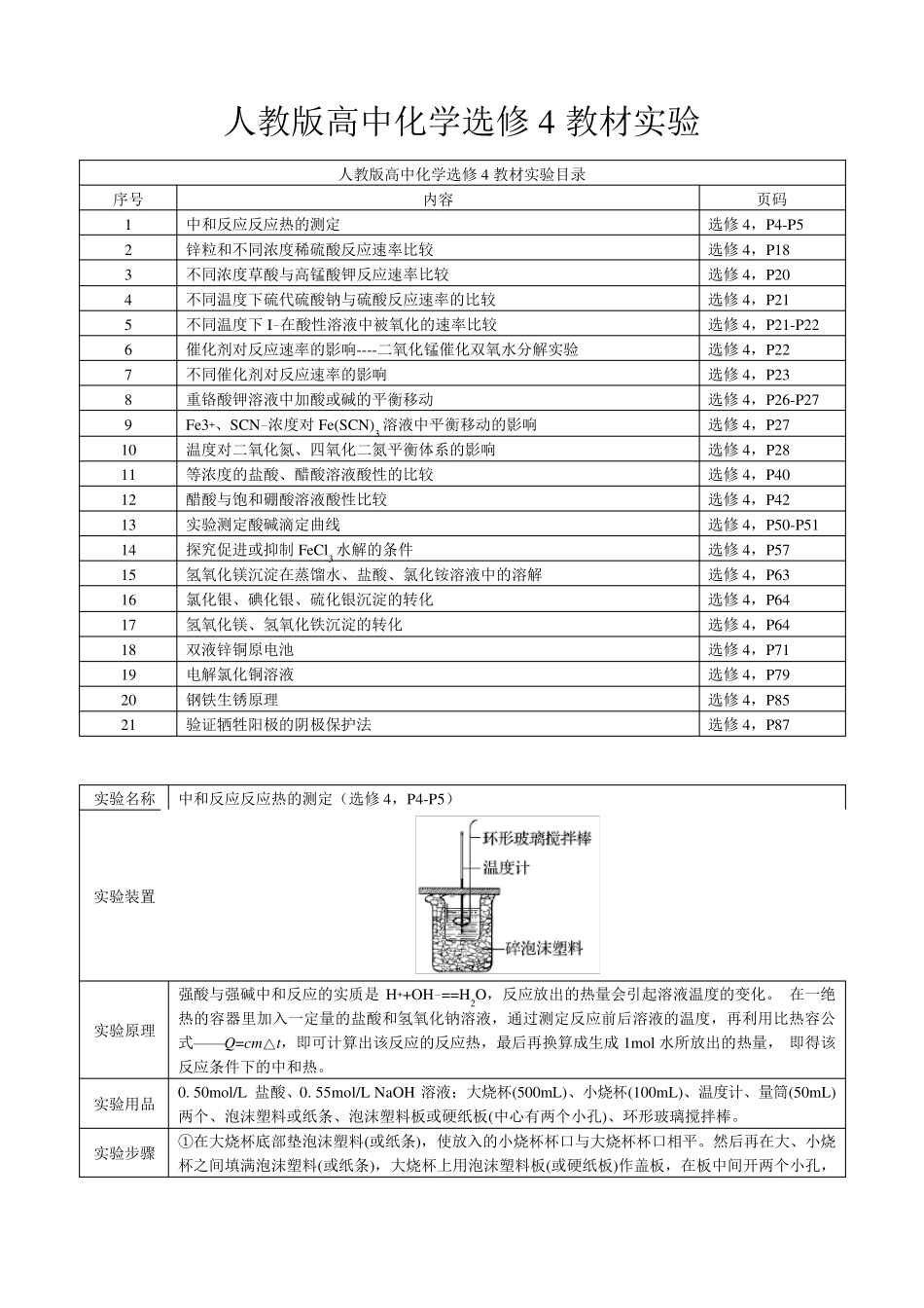 人教版高中化学教材(选修4)实验(PDF版)_第1页