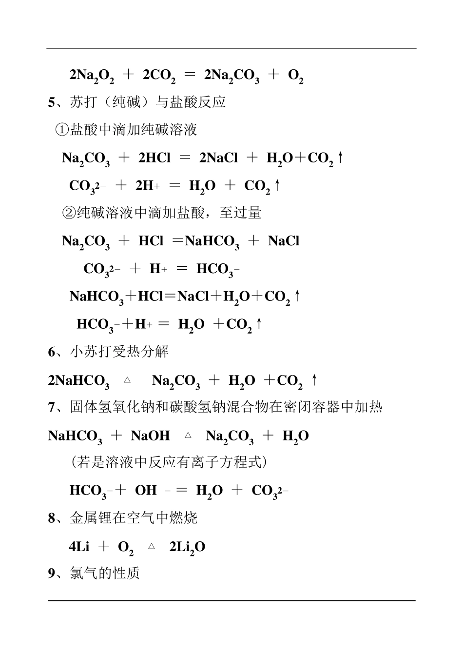 人教版高中化学方程式_第2页