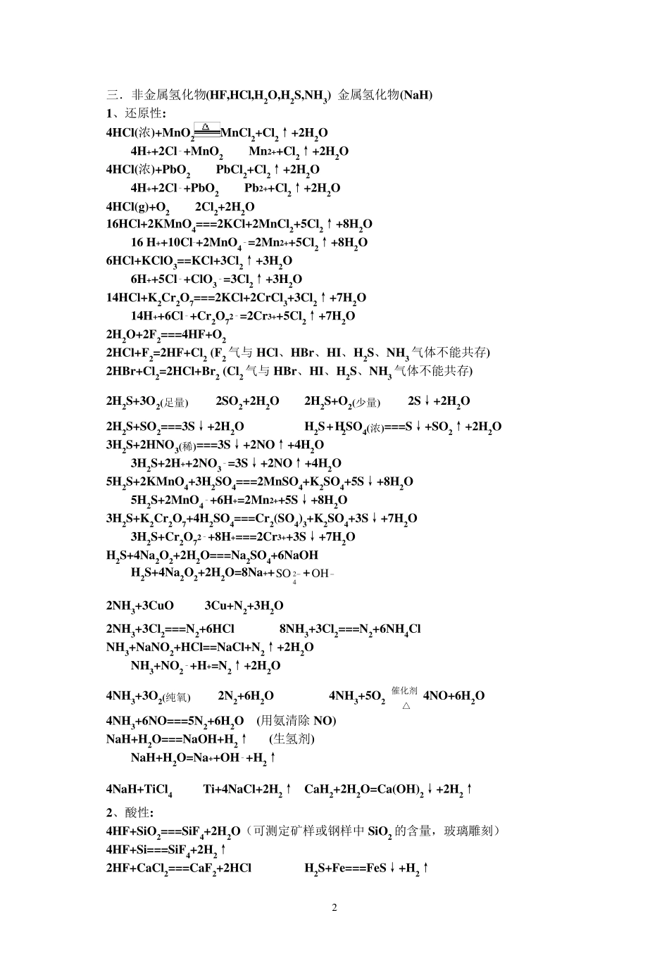 人教版高中化学方程式大全_第2页