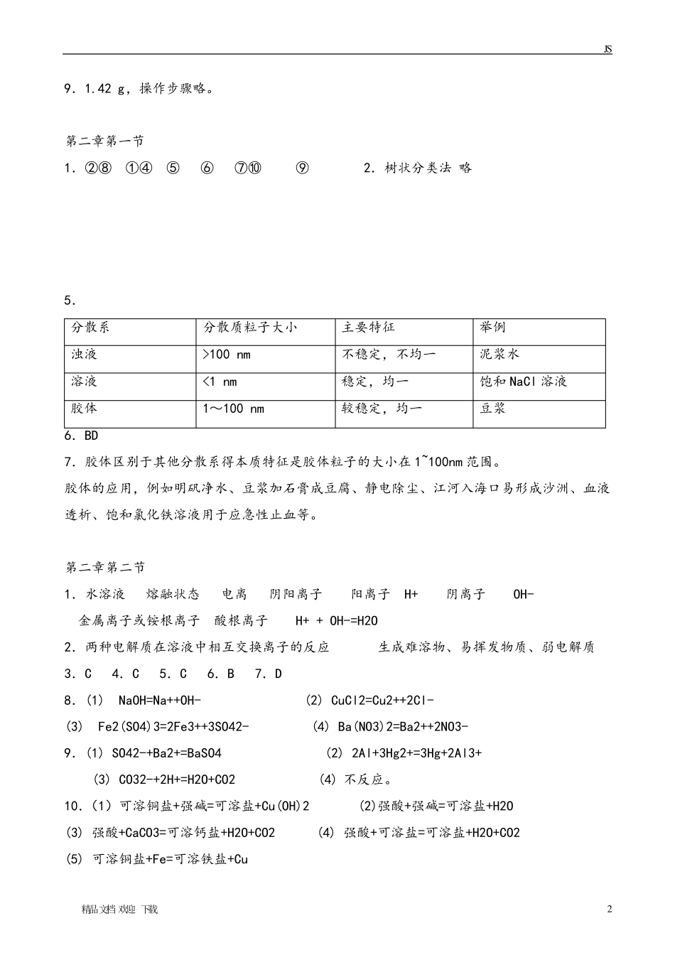 人教版高中化学课后习题答案及解析_第2页