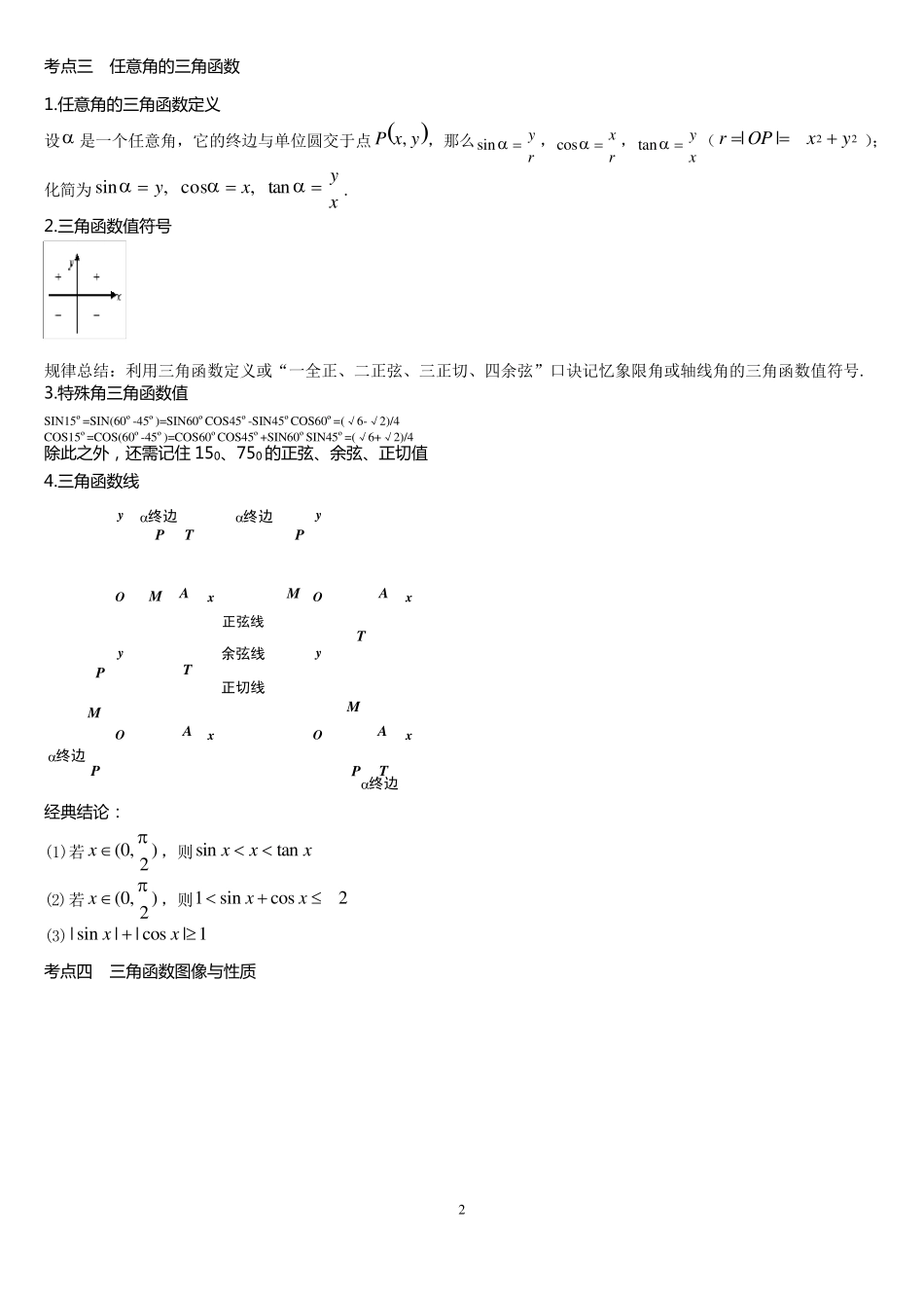 人教版高中数学必修四常见公式及知识点总结_第2页