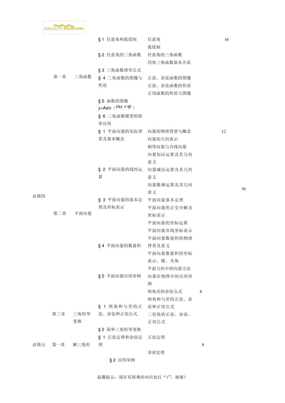 人教版高中数学目录及课时安排_第3页