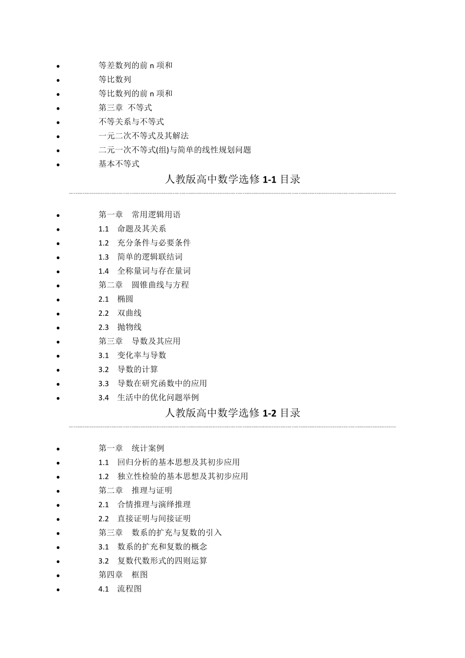 人教版高中数学目录大全_第3页