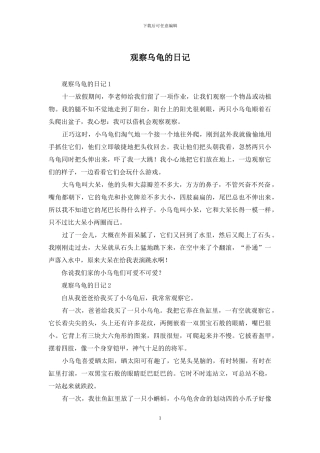 观察乌龟的日记