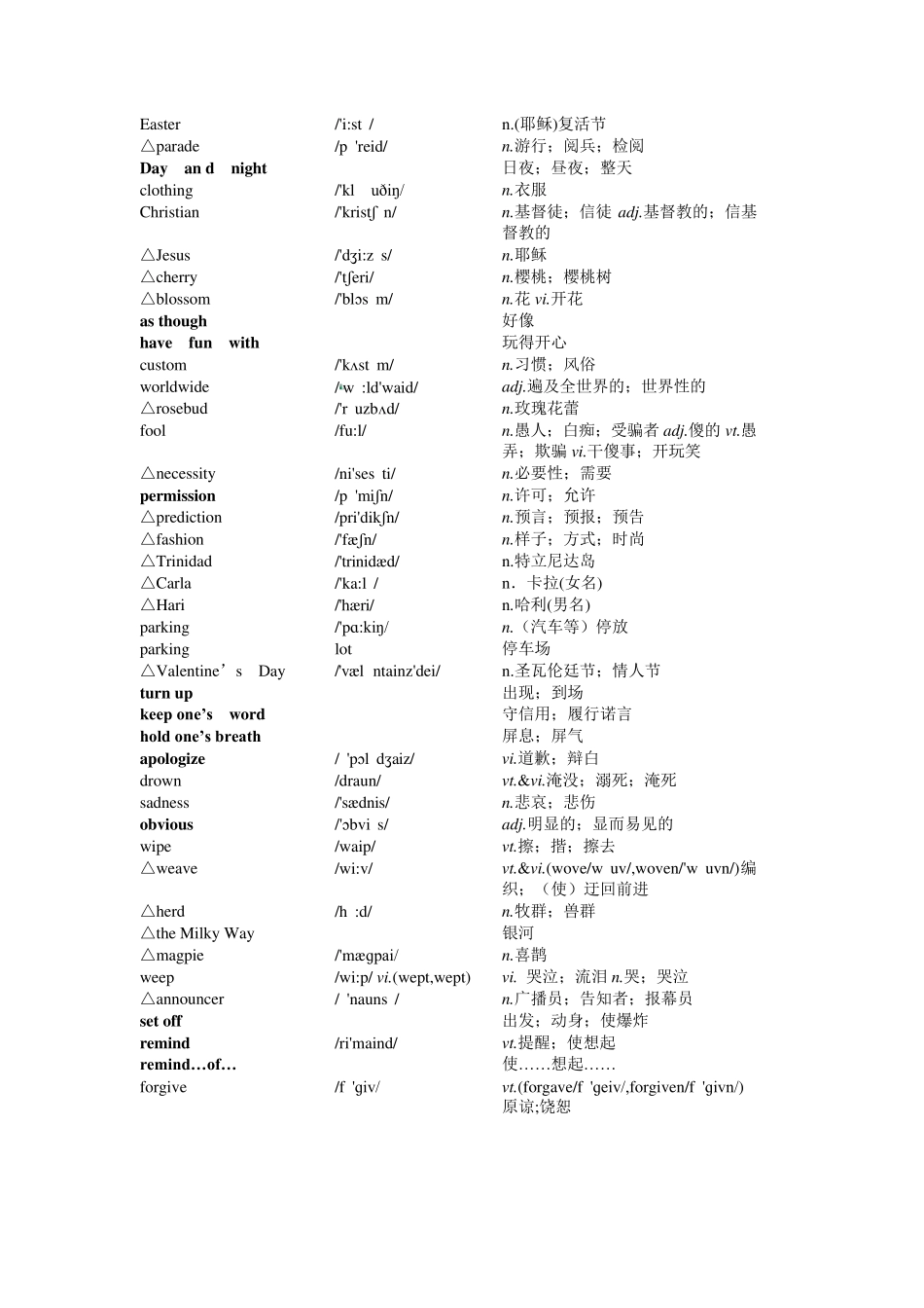 人教版高中英语_必修3_词汇表(带音标打印默写版)_第2页