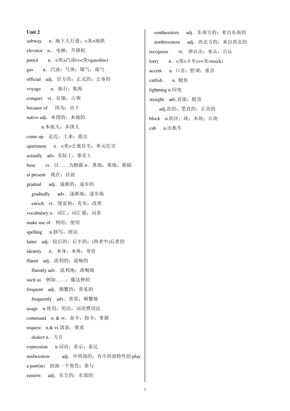 人教版高中英语必修1单词表_第2页